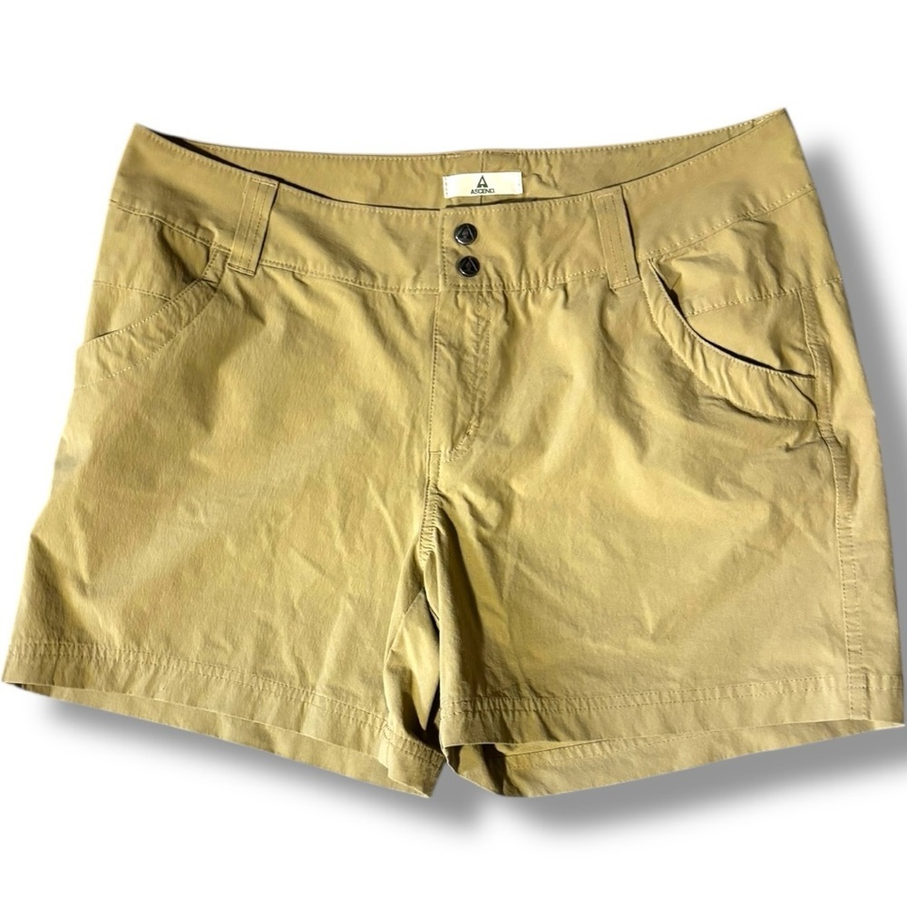 Ascend Tan Khaki Two Button Lightweight Weather Proof Activewear Cargo Shorts